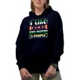 thumbnail image 1 of I Like Golf and Maybe 3 People, Introvert Quote with Clubs, Golf Player, Golfing or Golfer Themed Merch Gift, Navy Blue Hooded Sweatshirt or Hoodie, Medium, 1 of 5