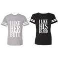 thumbnail image 1 of I Like Her But His Beared Matching Couple Cotton Jerseys (Men Heather / Women Black) (Men S / Women S), 1 of 3