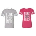 thumbnail image 1 of I Like Her But His Beared Matching Couple Cotton Jerseys (Men Heather / Women Pink) (Men XL / Women M), 1 of 3