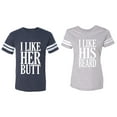thumbnail image 1 of I Like Her But His Beared Matching Couple Cotton Jerseys (Men Navy / Women Heather) (Men XL / Women L), 1 of 3