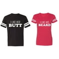 thumbnail image 1 of I Like Her Butt his Beared Matching Couple Cotton Jerseys (Men Black / Women Red) (Men XL / Women XL), 1 of 3