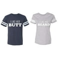 thumbnail image 1 of I Like Her Butt his Beared Matching Couple Cotton Jerseys (Men Navy / Women Heather) (Men S / Women XXL), 1 of 3