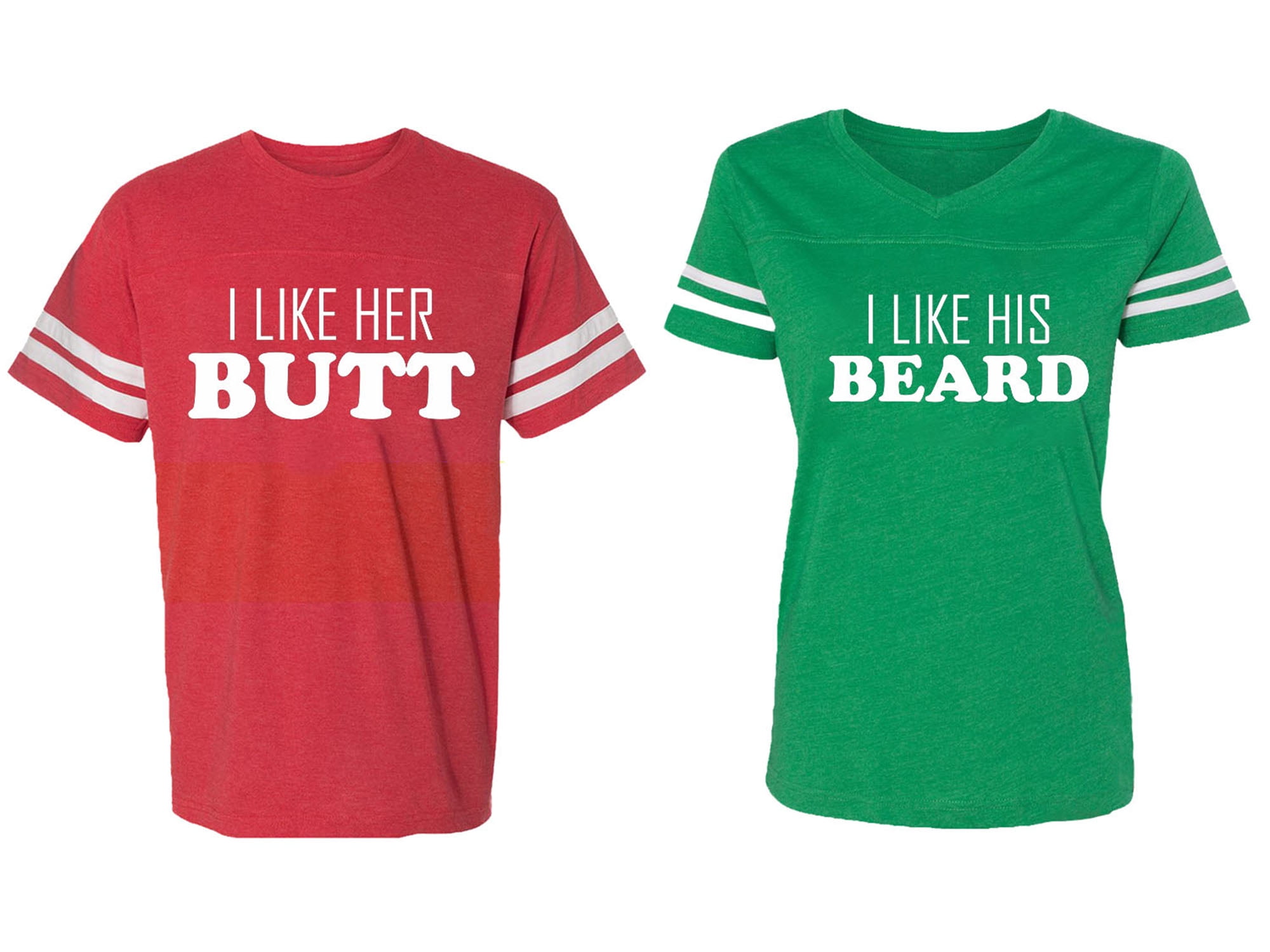 I Like Her Butt his Beared Matching Couple Cotton Jerseys (Men Red