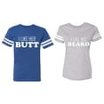 thumbnail image 1 of I Like Her Butt his Beared Matching Couple Cotton Jerseys (Men Royal / Women Heather) (Men L / Women M), 1 of 3