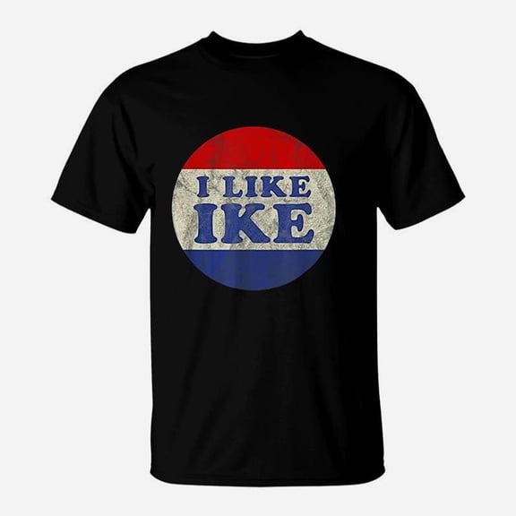I Like Ike Political Button Distressed TShirt