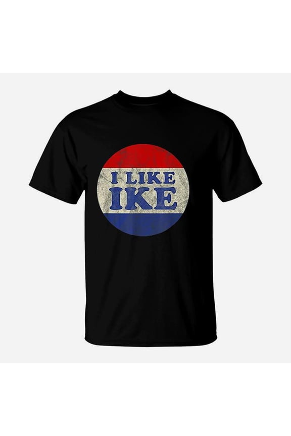I Like Ike Political Button Distressed TShirt
