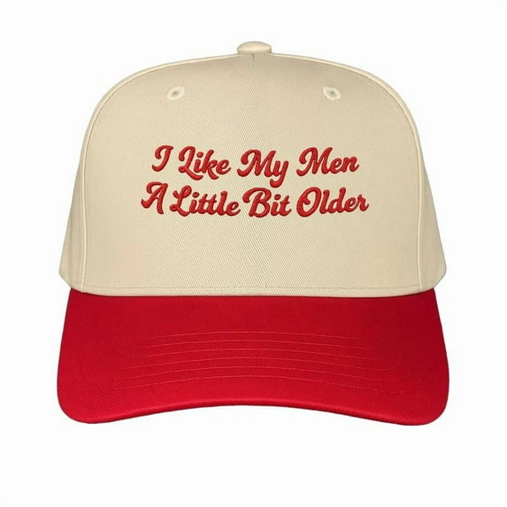 I Like My Men A Little Bit Older Hat, Funny Embroidered Trucker Cap with Statement Quote, Adjustable Snapback Baseball Hat for Women, Trendy Fashion Accessory and Gift Idea