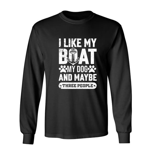 I Like My Boat Sarcastic Humor Novelty Men's Long Sleeve Shirts