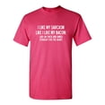 thumbnail image 1 of I Like My Sarcasm Like I Like Bacon Laid On Thick Novelty Sarcastic T Shirt Humor Graphic Tees Men Tshirt, 1 of 5