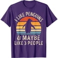 thumbnail image 1 of I Like Penguins and Maybe 3 People Funny Retro Bird Softstyle Unisex T-Shirt,Purple Color,Size M, 1 of 5
