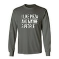 thumbnail image 1 of I Like Pizza And Maybe 3 People Sarcastic Novelty Gift Idea Adult Humor Funny Men's Long Sleeve Shirts, 1 of 3