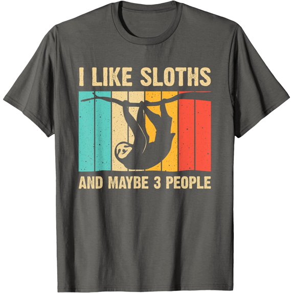 I Like Sloths and Maybe 3 People Funny Sloth Design Introvert Unisex T-Shirt for Men Women Kids Toddler,Charcoal Color,Size YS