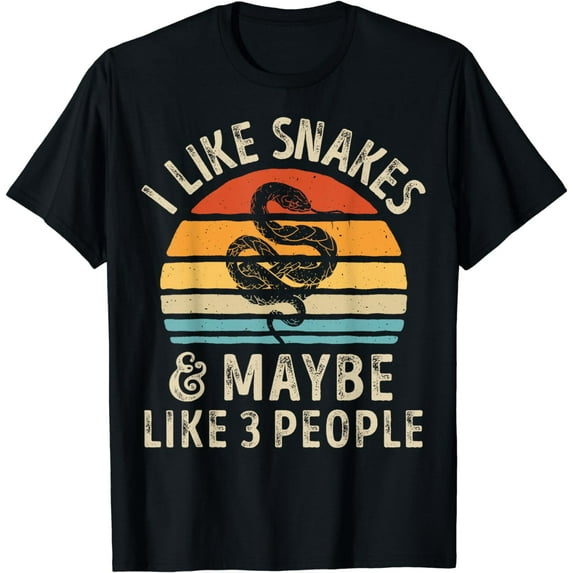 I Like Snakes and Maybe 3 People Snake Reptile Lover Retro T-Shirt