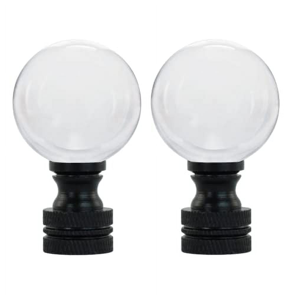 I Like That Lamp 2 Pack Decorative Lamp Finials (1.875" Tall, Crystal Ball, Black Base), Secure Lampshade to Table/Floor Lamp, Solid Metal Replacement Finial Set, 1/4-27 IPS Pipe Compatible - image 1 of 6