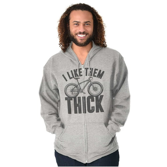 I Like Them Thick Fat Tires Cyclist Unisex Fleece Graphic Zip Up Hoodie Brisco Brands 5X