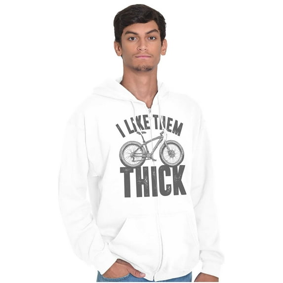 I Like Them Thick Fat Tires Cyclist Zip Up Hoodie Men's Women's Brisco Brands L