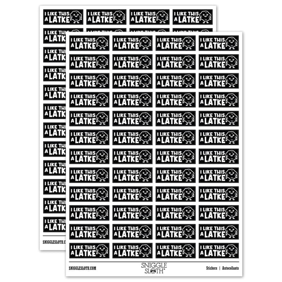 I Like This a Latke Lot Teacher Student School Sticker Set - Black - Matte Finish - 1.25" Mini