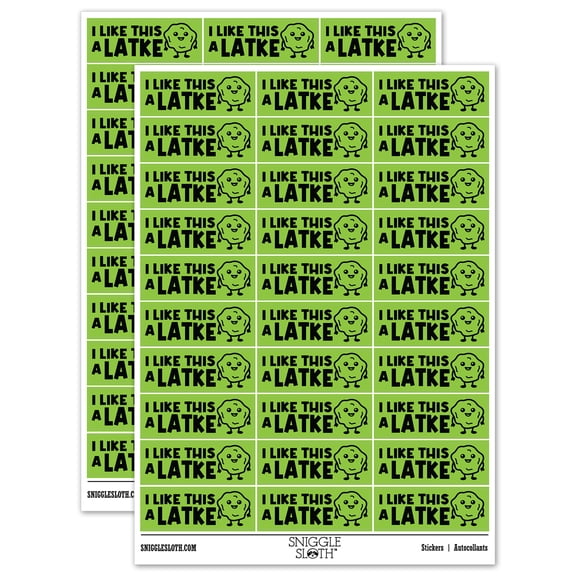 I Like This a Latke Lot Teacher Student School Sticker Set - Light Green - Gloss Finish - 1.75" Medium