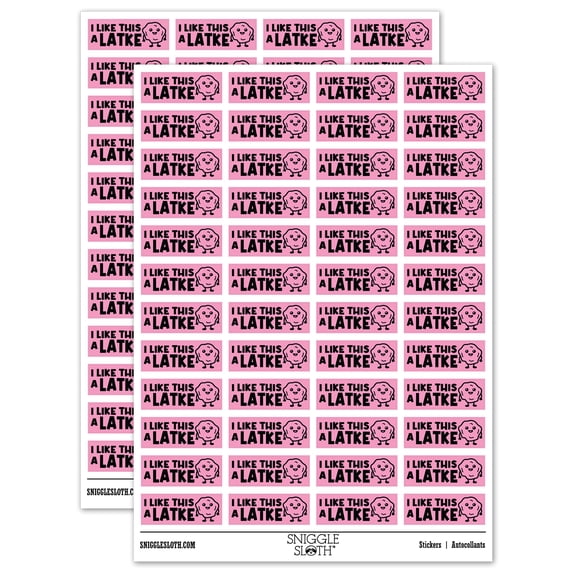 I Like This a Latke Lot Teacher Student School Sticker Set - Light Pink - Gloss Finish - 1.25" Mini