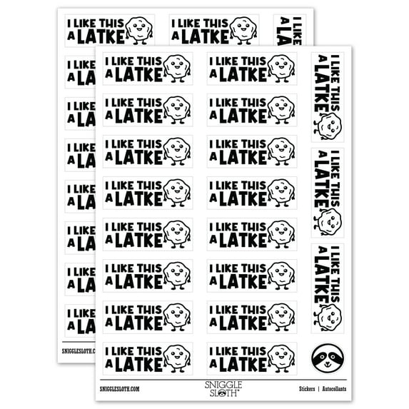 I Like This a Latke Lot Teacher Student School Sticker Set - White - Gloss Finish - 2.00" Large