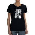 thumbnail image 1 of I Like To Party  And By Party I Mean Watch Anime Women Black T-Shirt, Female x-Large, 1 of 4