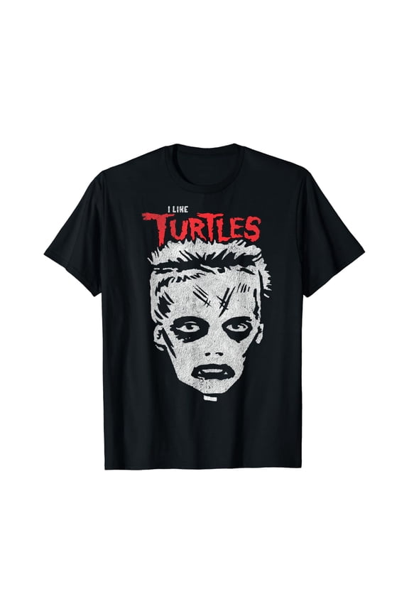 I Like Turtles Zombie Boy Skull Face T-Shirt