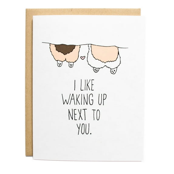 I Like Waking Up Next to You Card – Cute Animal Illustration – Blank Inside, Perfect for Partner, Spouse, or Loved One for Anniversaries or Just Because