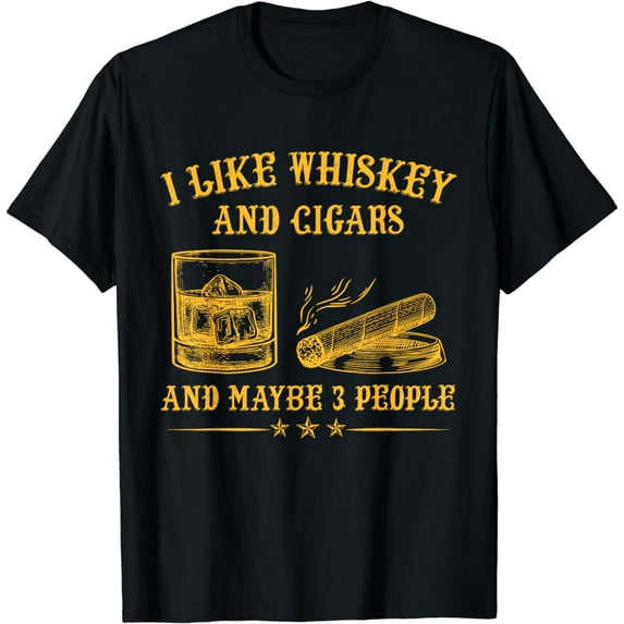 I Like Whiskey And Cigars And Maybe 3 People Vintage Mens T-Shirt