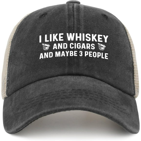 I Like Whiskey and Cigars and Maybe 3 People Hat Trucker Hat Women Trendy Mesh Baseball Cap for Summer