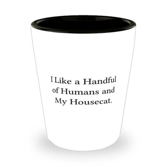 I Like a Handful of Humans and My Housecat. Shot Glass, House Cat Ceramic Cup, Unique For House Cat