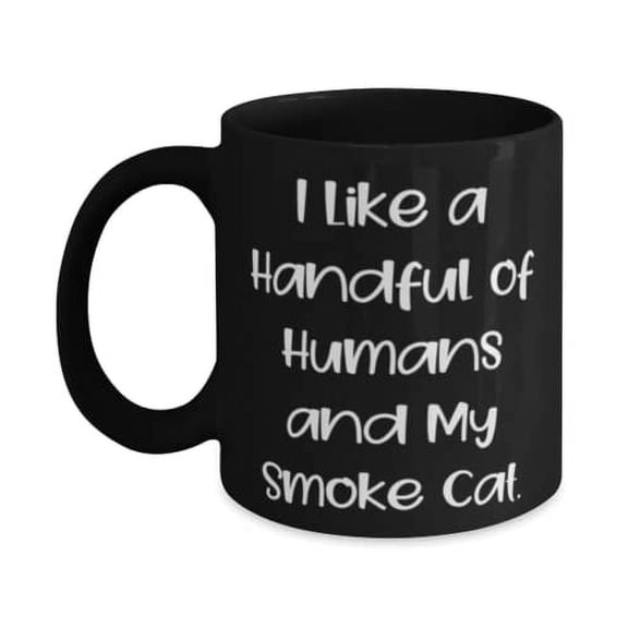 I Like a Handful of Humans and My Smoke Cat. Smoke Cat 11oz Mug, Sarcastic Smoke Cat Gifts, Cup F Cat Lovers