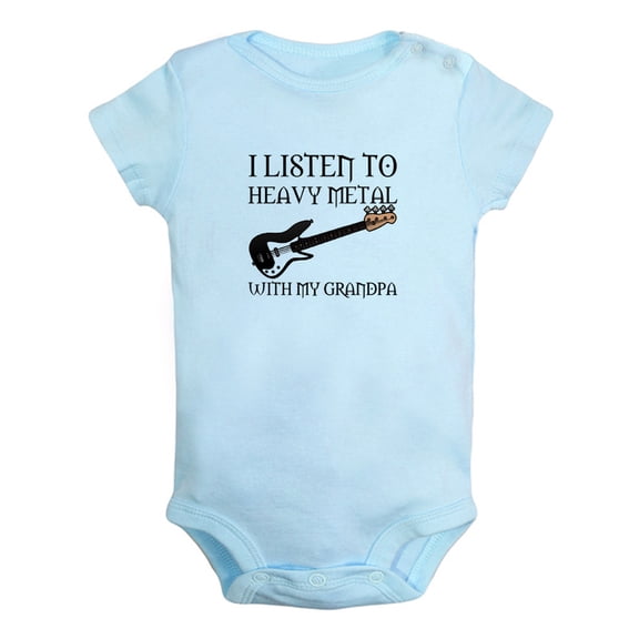 I Listen To Heavy Metal With My Grandpa Funny Rompers For Babies, Newborn Baby Unisex Bodysuits, Infant Jumpsuits, Toddler 0-24 Months Kids One-Piece Oufits