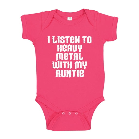 I Listen To Heavy Metal With My Auntie Baby Bodysuit One Piece 12 mo Cyber Pink