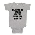 thumbnail image 1 of I Listen To Heavy Metal With My Auntie Baby Bodysuit One Piece NB Athletic Heather, 1 of 3