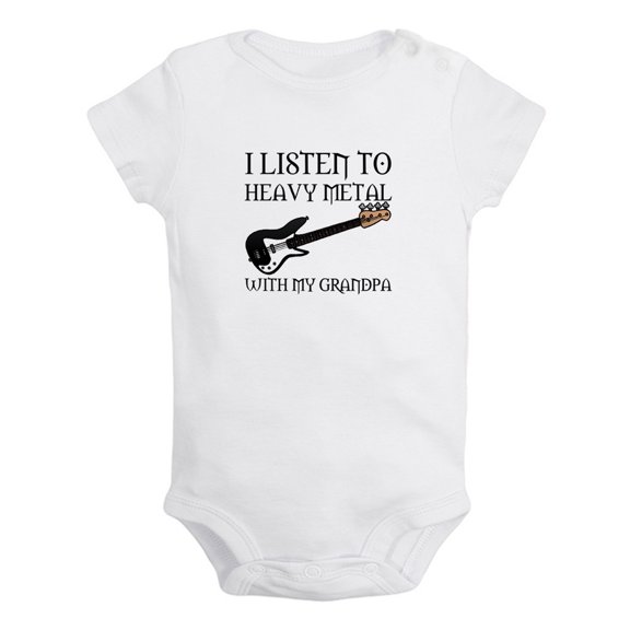 I Listen To Heavy Metal With My Grandpa Funny Rompers For Babies, Newborn Baby Unisex Bodysuits, Infant Jumpsuits, Toddler 0-24 Months Kids One-Piece Oufits