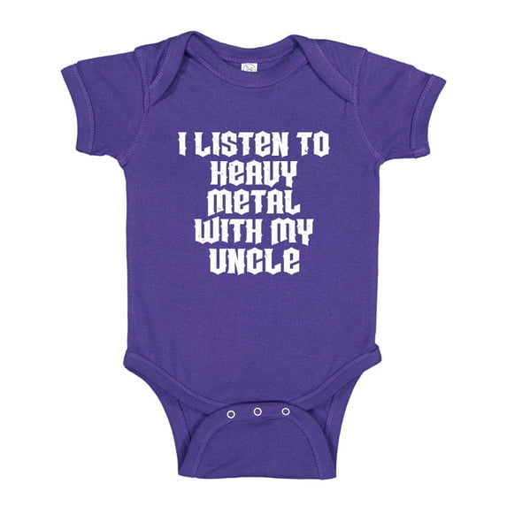I Listen To Heavy Metal With My Uncle Baby Bodysuit One Piece 6 mo Purple