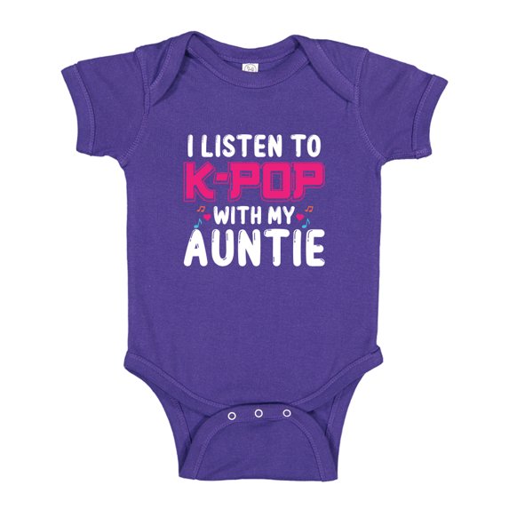 I Listen To K-Pop With My Auntie Baby Bodysuit One Piece 24 mo Purple