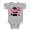 thumbnail image 1 of I Listen To K-Pop With My Auntie Baby Bodysuit One Piece NB Athletic Heather, 1 of 3
