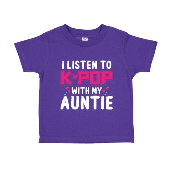 I Listen To K-Pop With My Auntie Toddler T-Shirt 5/6T Purple