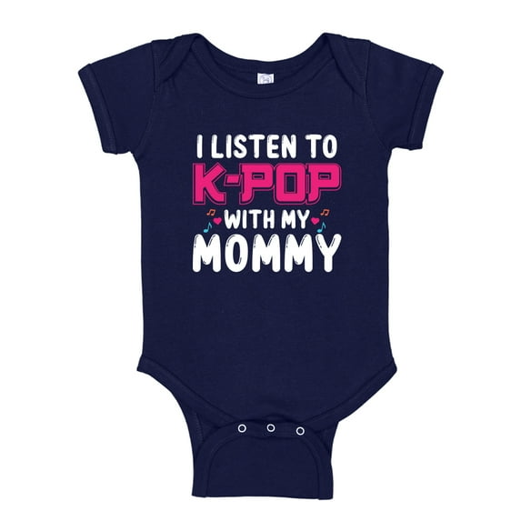 I Listen To K-Pop With My Mommy Baby Bodysuit One Piece 18 mo Navy Blue