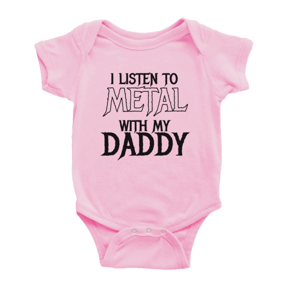 I Listen to Metal with My Daddy Funny Baby Romper Bodysuits 0-24M