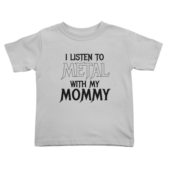 I Listen to Metal with My Mommy Funny Toddler T Shirts for Boys Girls (Gray, Youth XL)