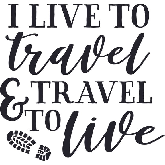 I Live To Travel Adventure Quotes Customized Wall Decal - Custom Vinyl Wall Art - Personalized Name - Baby Girls Boys Kids Bedroom Wall Decal Room Decor Wall Stickers Decoration Size (20x20 inch)