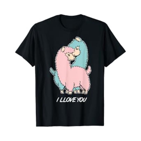 I Llove You Llama Kissing Alpaca Couple Valentines Day Gift T-Shirt