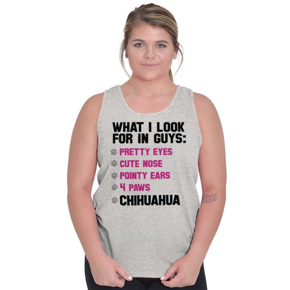 I Look For In Guys Chihuahua Lover Womens Plus Size Graphic Tank Top Brisco Brands 2X