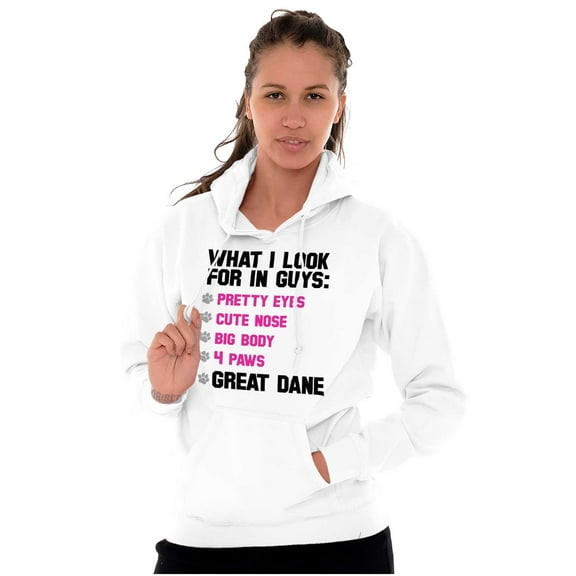 I Look For In Guys Great Dane Lover Women Plus Size Graphic Pullover Hoodie Brisco Brands 5X