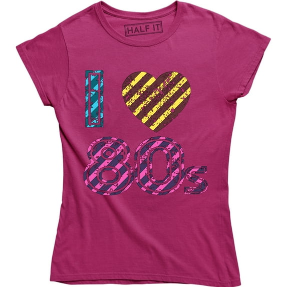 I Love 1980s 80s Music Retro Party Fancy Dress Ladies Women's T-Shirt