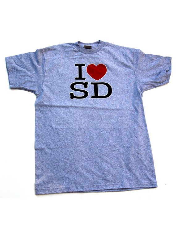 I Love <3 San Diego Fitted Shirt- Grey, M