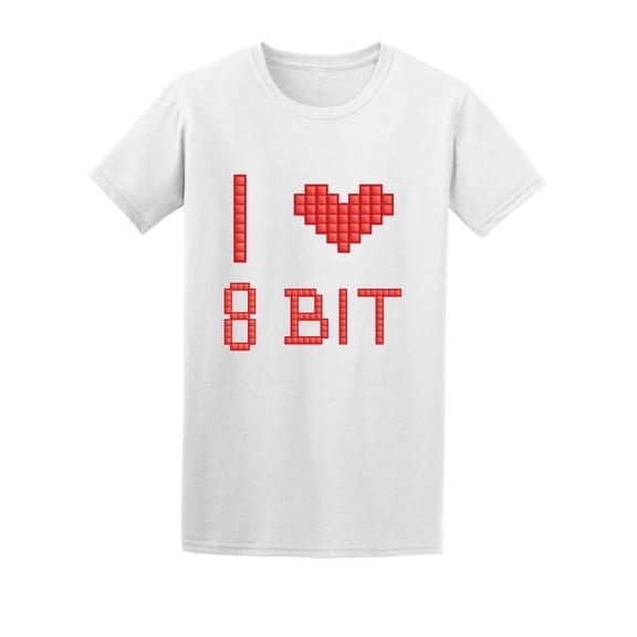 "I Love 8 Bit" Pixel Art Style Tee Men's -Image by Shutterstock