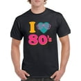 thumbnail image 1 of I Love 80'S Glasses Heart Men Black T-Shirt, Male Small, 1 of 4